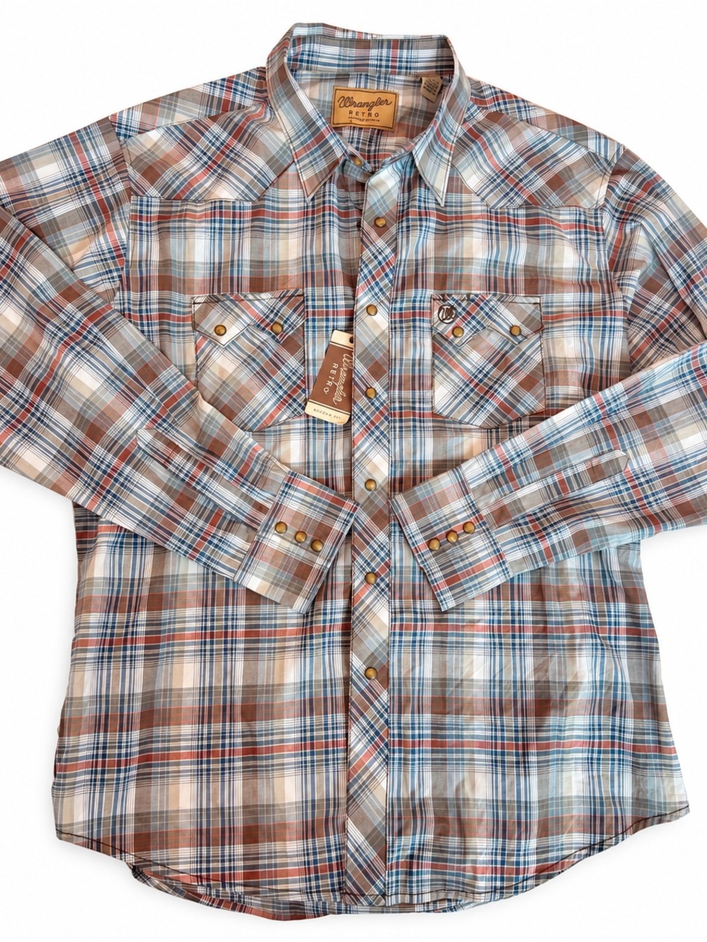 Wrangler Retro Plaid Western Pearl Snap Shirt Modern Fit XXL NWT